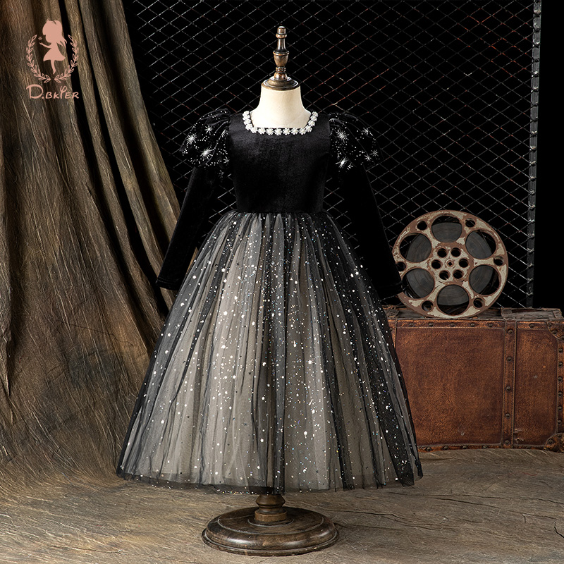 高端女童公主裙丝绒礼服