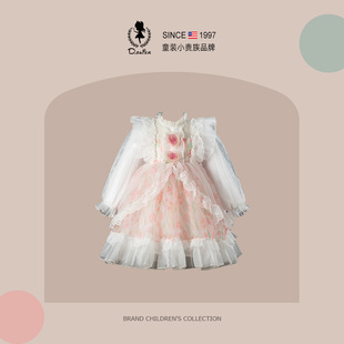 D.Bkyer女童洛丽塔公主裙超仙粉色儿童Lolita连衣裙蓬蓬裙子春装