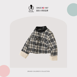 D.Bkyer女童外套千鸟格潮酷女生穿搭儿童秋冬季女孩洋气韩版上衣