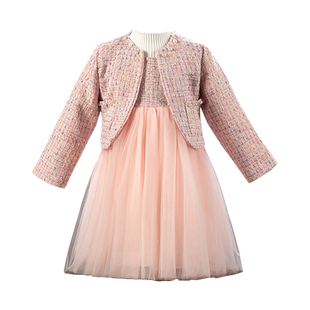 女童公主裙秋装2022新款两件套小香风套装儿童连衣裙呢子洋气裙子