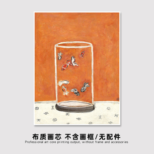定制打印画芯常玉名画小众艺术微喷 八尾金鱼  替换画布 装饰画心