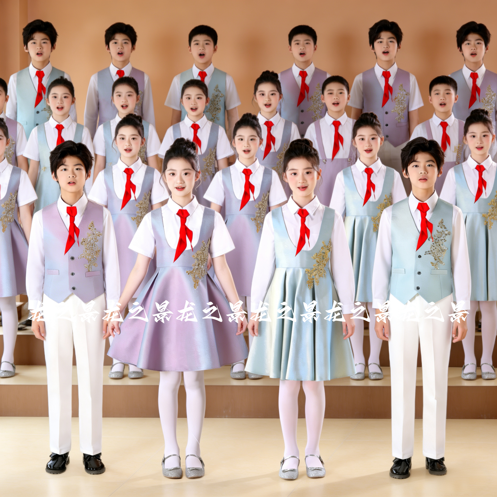 六一儿童合唱演出服中小学生班服套装儿童朗读表演英伦毕业照服装