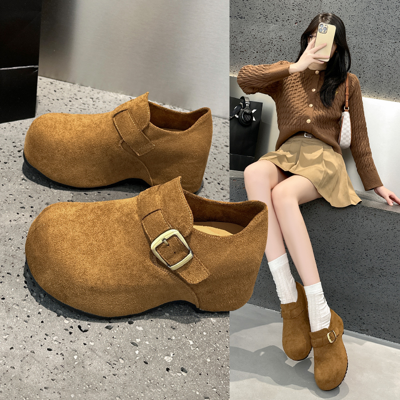 厚底增高勃肯鞋女全包松糕大头鞋