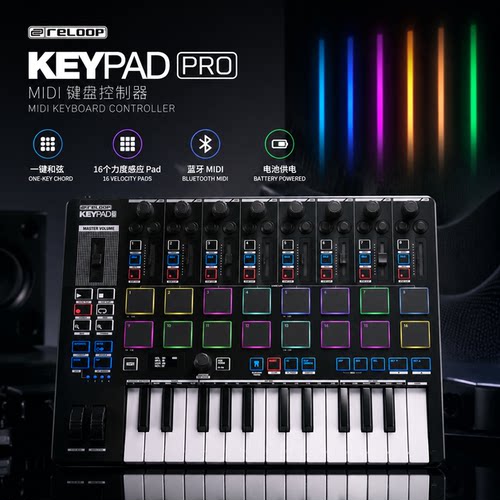 Reloop Keypad Pro MIDI键盘控制器25键DAW工作站 带打击垫