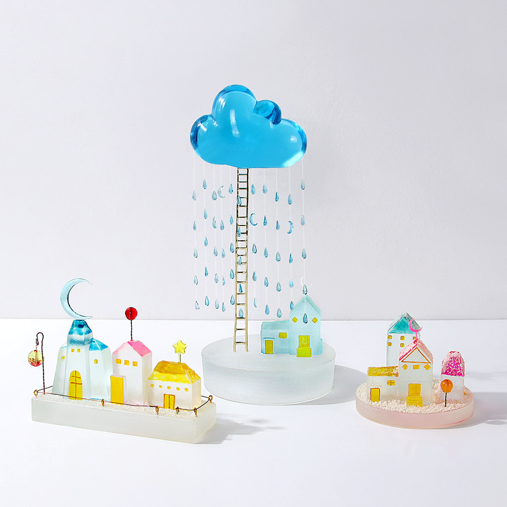 水晶滴胶混凝土树脂diy手工磨具小房子房屋云朵雨滴硅胶模具