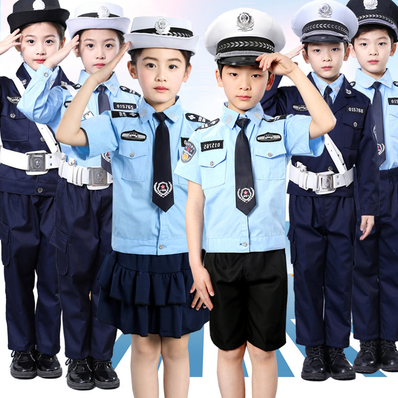 儿童保安男童指挥交通制服角色扮演表演服装男女童舞台演出合唱服