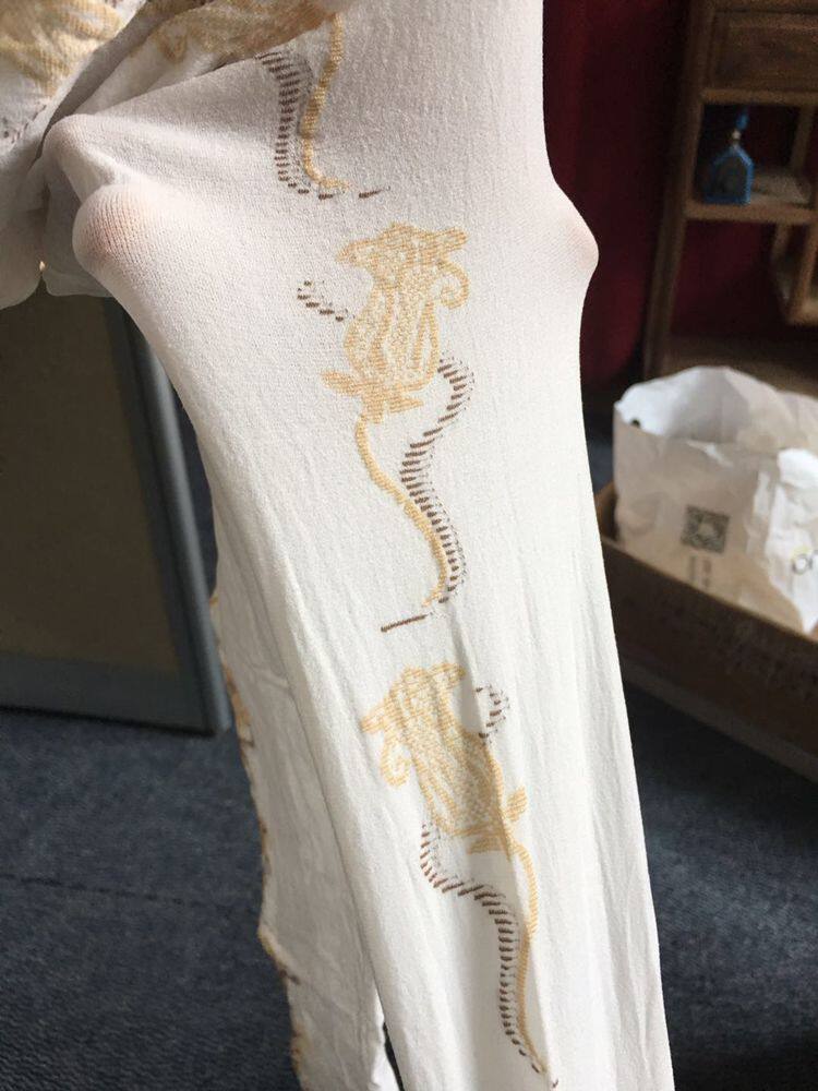 库存15042新娘装礼服 侧面提花朵 白色天鹅绒复古连裤袜丝袜婚礼