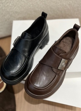 女士牛皮边扣轻底乐福鞋AB25563