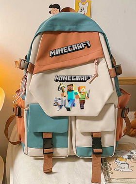 我的世界MC周边战斗小鸡印花中小学生双肩背包电脑包简约书包新款