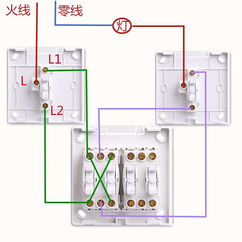 明装三开(一开多控二开双控 )三控中继 中途开关 双刀双掷