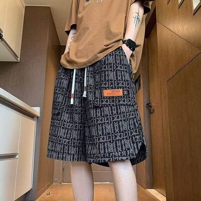 夏季男士薄款短裤满印美式高街机能中裤速干工装休闲运动五分裤潮