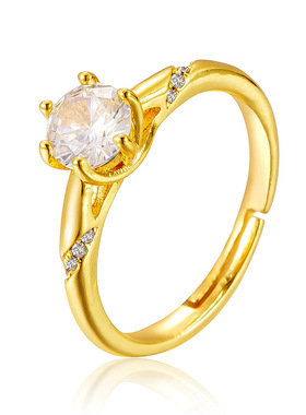 戒指女网红冷淡风简约精致单钻开口戒时尚潮流经典个性手饰指环潮