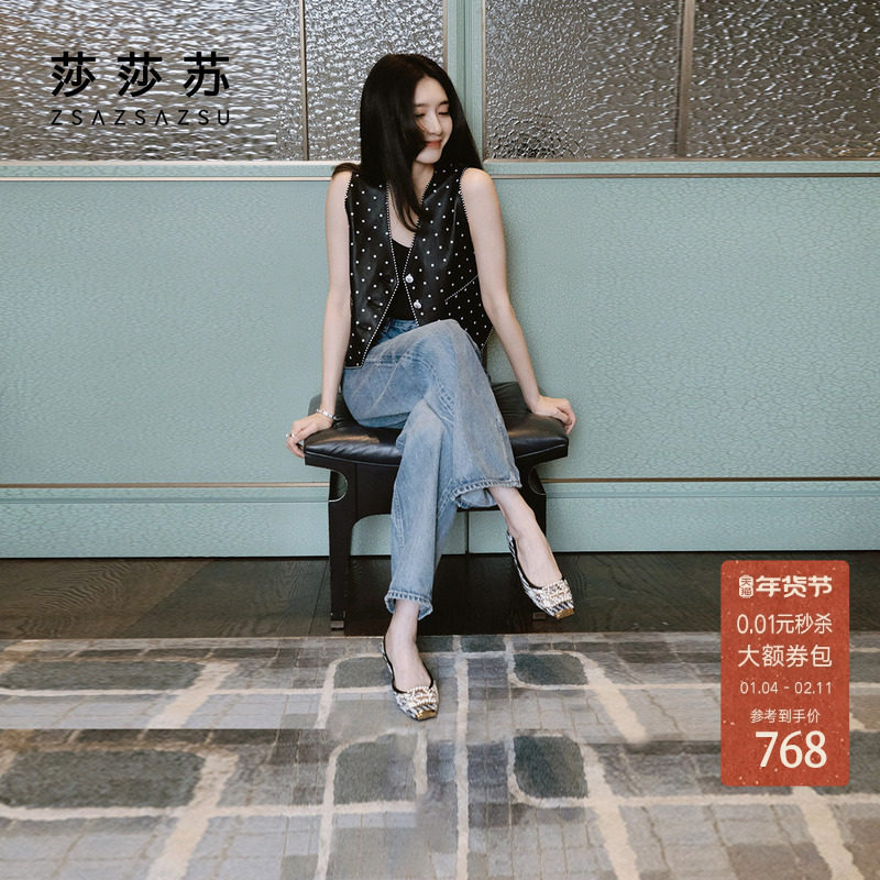 [江疏影同款]莎莎苏春夏中式单鞋女方头糖豆珍珠小香风平底芭蕾鞋,女鞋,浅口单鞋,淘宝优惠券,粉丝福利购,淘宝优惠卷