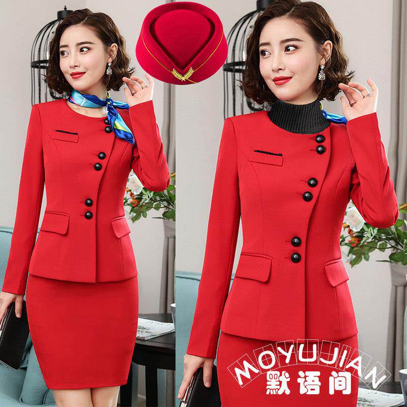 打军鼓服装套装女乐队表演服演出服空姐军鼓队锣鼓队大红套装秋冬