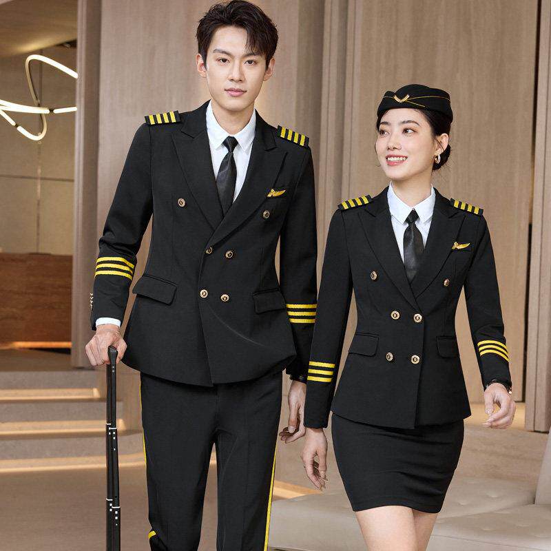 西服套装男女仪仗队军鼓表演服高铁乘务员机长空姐制服酒店安保服