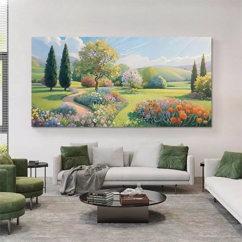 大芬村莫奈花园奶油风手绘油画