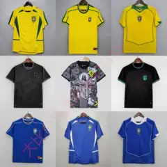 Retro 98 Brazil Home and Away Jerseys 04 Ronaldinho Football Uniforms 10 Kaka Short-Sleeved Long-Sleeved Training Uniforms