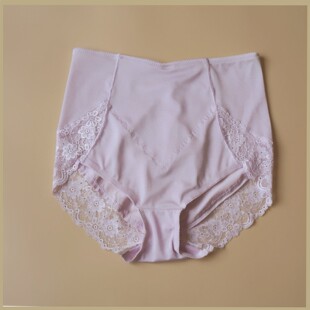 日单高腰收腹蕾丝花边女士三角内裤 无痕柔软透气粉紫色咎牛奶丝夏