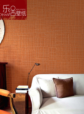 北欧纯色素色日式亚麻布纹墙纸爱马仕橙色客厅卧室红色壁纸非自粘