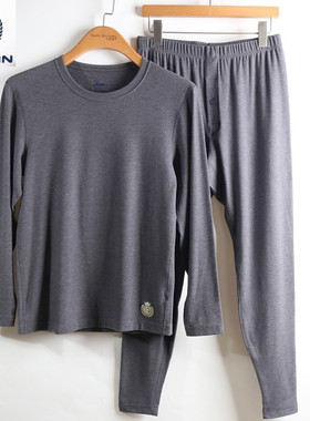 豪门秋冬新款植润男士弹力圆领保暖内衣套装磨绒秋衣秋裤MG374050