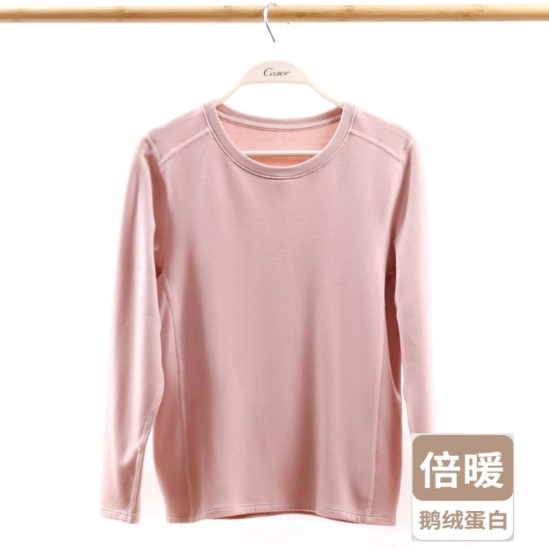 凯撒case女士倍暖鹅绒蛋白上衣圆领磨绒保暖秋衣打底衫BN61-5081