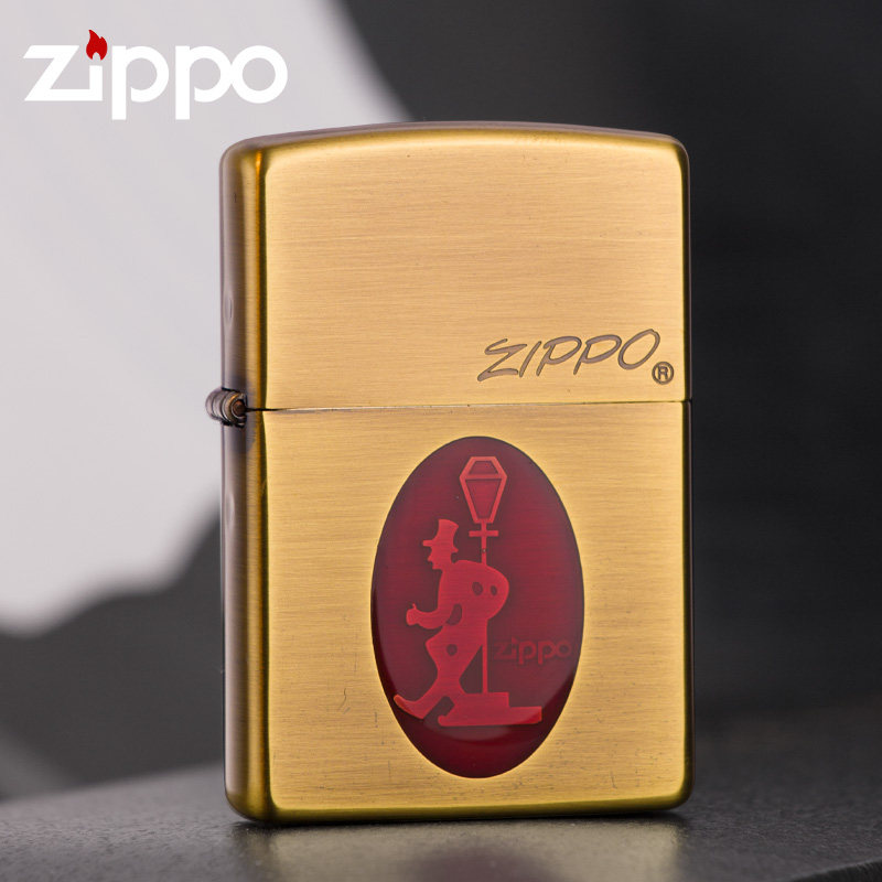 zippo正版煤油防风打火机做旧黄铜环氧树脂灯下人送男友高档礼物