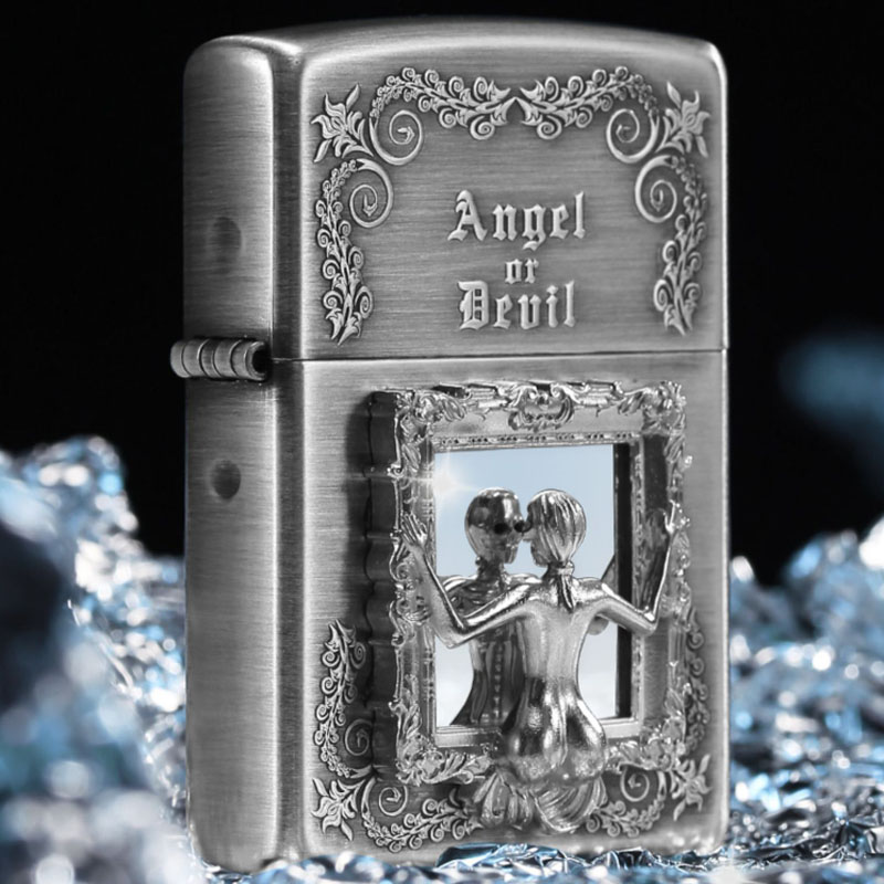 zippo之宝打火机银骷髅镜中人原装进口正品煤油火石防风送男友