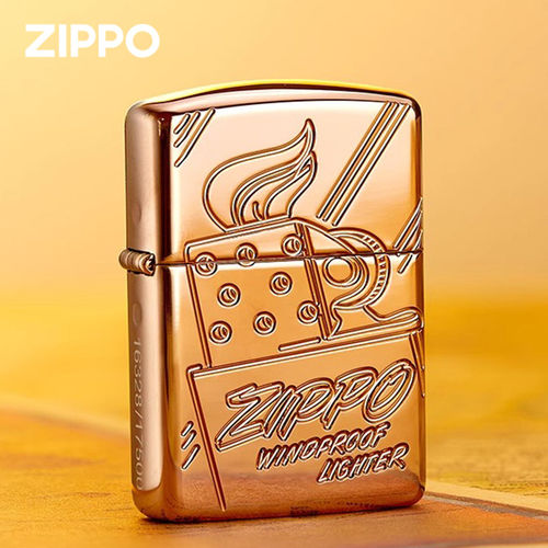ZIPPO打火机官方正品 煤油防风75周年粉金斜阳收藏纪念送礼物高端