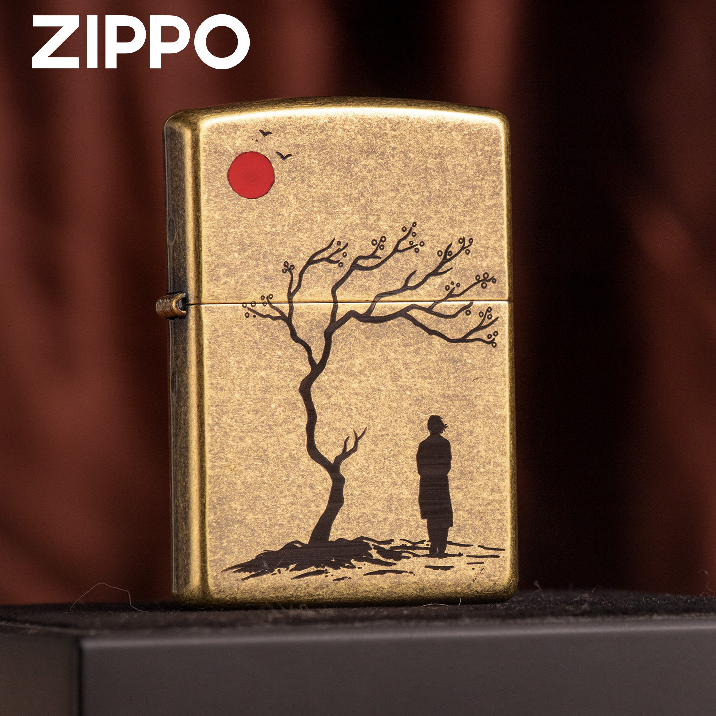 zippo打火机正品孤影煤油防风砂轮送爸爸父亲节生日礼物刻字