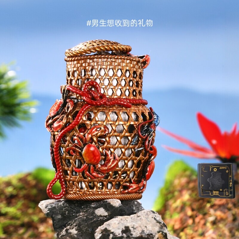 zippo官方正品 蟹篓夜光纤巧防风礼盒打火机送男友七夕节生日礼物