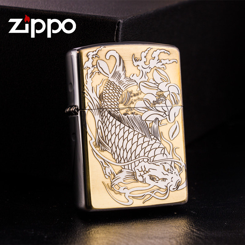 zippo打火机正品 磨砂鲤鱼 限量版送男友正版定制煤油zippo男士