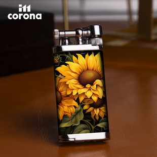 个性 2025新款 corona皇冠打火机烟斗充气火石斜火复古男士 ill 正品