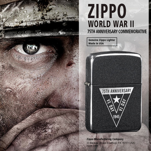打火机zippo美国官方正品煤油火石砂轮75周年纯钢收藏限量款49264