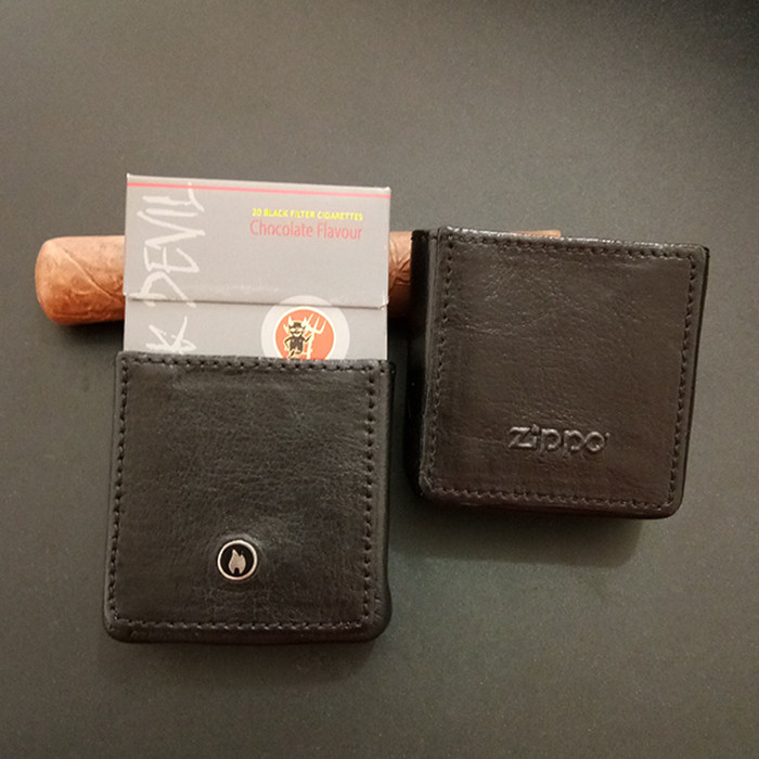 日本原装正品 zippo烟包两色低调简约精美皮质烟盒真皮整盒烟