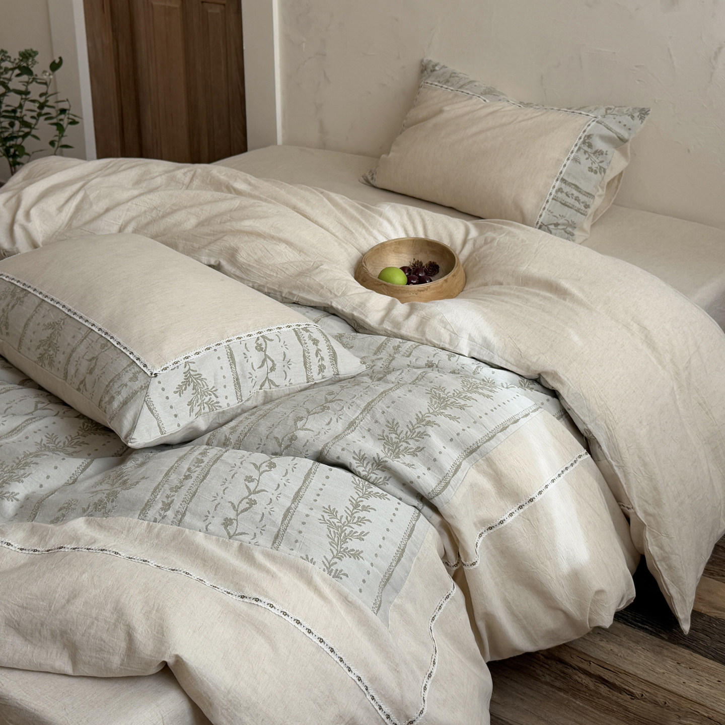 法式日式复古风棉麻四件套亚麻纯棉提花剪花被套床单北欧简约床品,床上用品,床品套件/四件套/多件套,淘宝优惠券,粉丝福利购,淘宝优惠卷