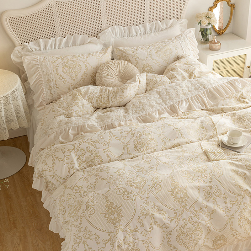 轻奢欧式冬季加绒加厚珊瑚绒床上四件套公主风双面毛绒水晶绒床裙