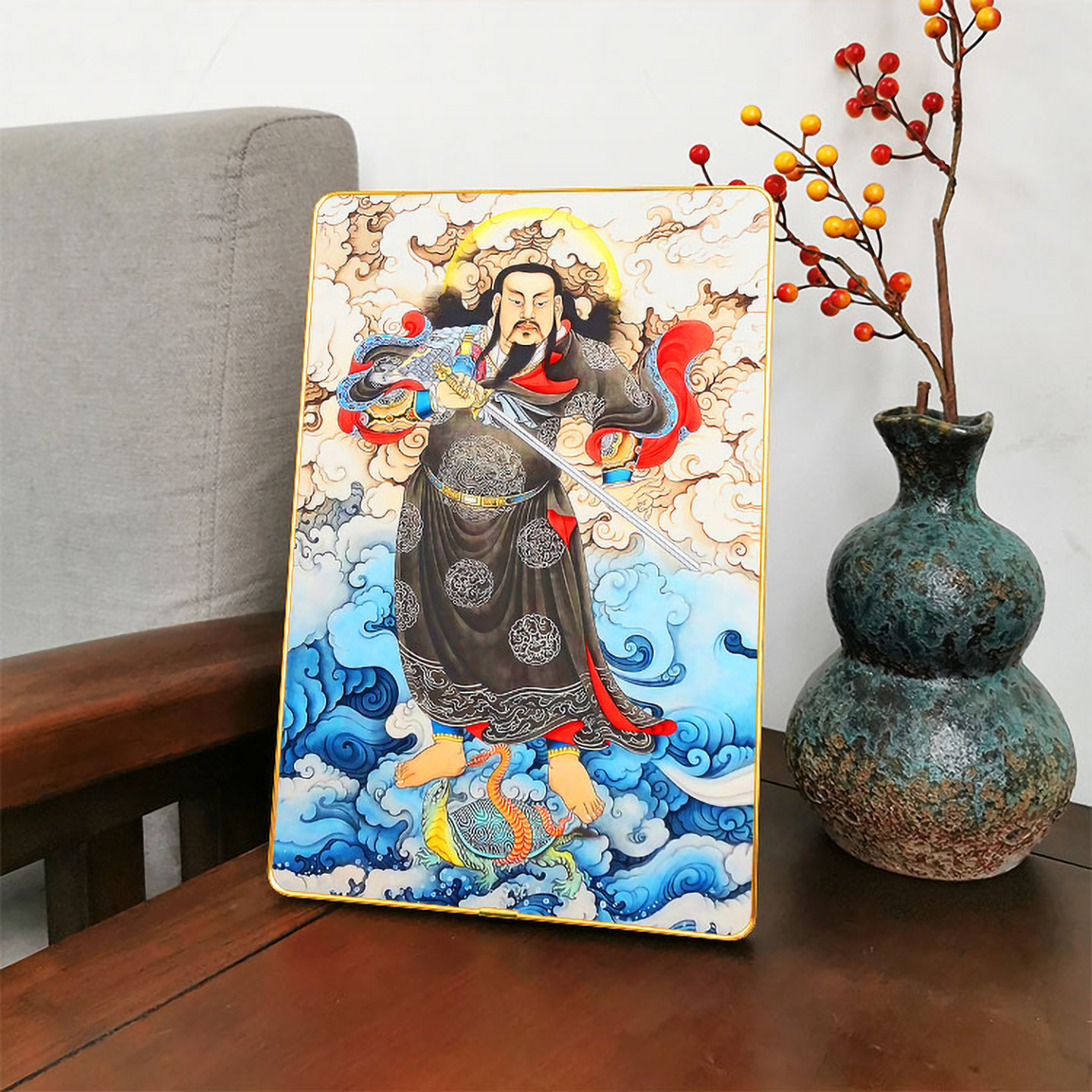 真武大帝桌面摆台相框画 神仙人物画像铝合金框摆件装饰画挂画,家居饰品,桌面摆台画,淘宝优惠券,粉丝福利购,淘宝优惠卷