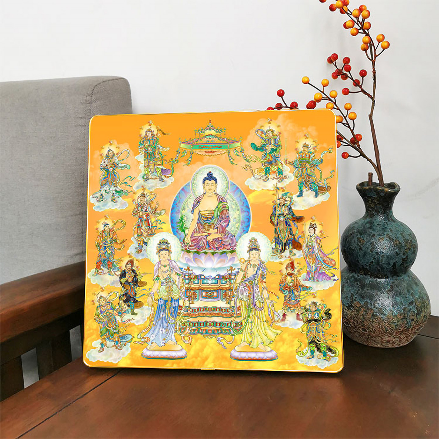 药师佛东方三圣十二药叉神将桌面摆台框画 神像画摆件铝合金框画,家居饰品,桌面摆台画,淘宝优惠券,粉丝福利购,淘宝优惠卷