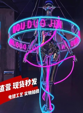 空山基女神未来械姬雕塑大型落地装饰摆件电镀科技人物酒吧KTV摆