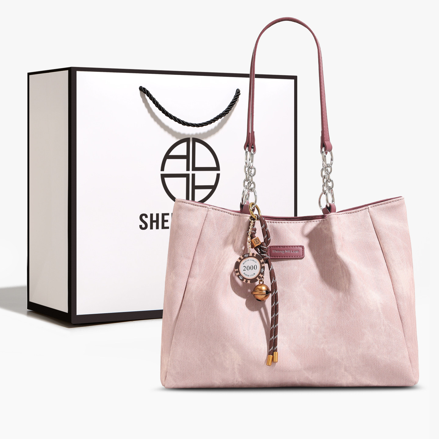 香港品牌轻奢粉色包包女生2026新款时尚百搭大容量通勤单肩托特包,箱包皮具/热销女包/男包,托特包,淘宝优惠券,粉丝福利购,淘宝优惠卷