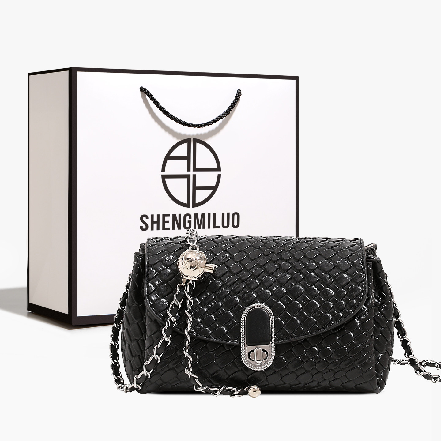 圣米洛小众设计感包包女2026新款轻奢高级感编织包链条小包斜挎包,箱包皮具/热销女包/男包,小方包,淘宝优惠券,粉丝福利购,淘宝优惠卷