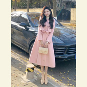 韩剧穿搭高级感小洋装 裙 气质名媛富家千金小香风粉色外套两件套装