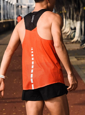 Sanken团队定制新款运动跑步马拉松速干轻量化印花拼接训练男背心