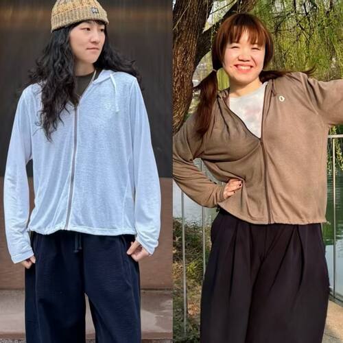 2026恋素然麻感外套女春款可调节抽绳连帽宽松连帽上衣A0261JA18