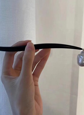 特价孤品清仓天然淡水巴洛克极光彩虹白檀香木檀木发簪国风气质