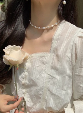 【daydreamer】天然淡水小巴洛克珍珠choker项链甜美仙女气质款