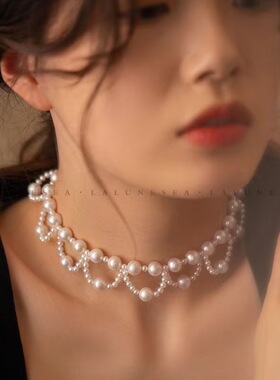 【Daydreamer】天然淡水珍珠纯手工编织蕾丝仙女mikimoto同款项链