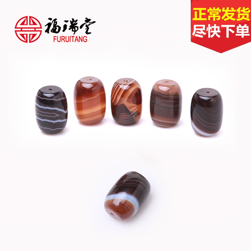 福瑞堂条纹玛瑙项链桶珠
