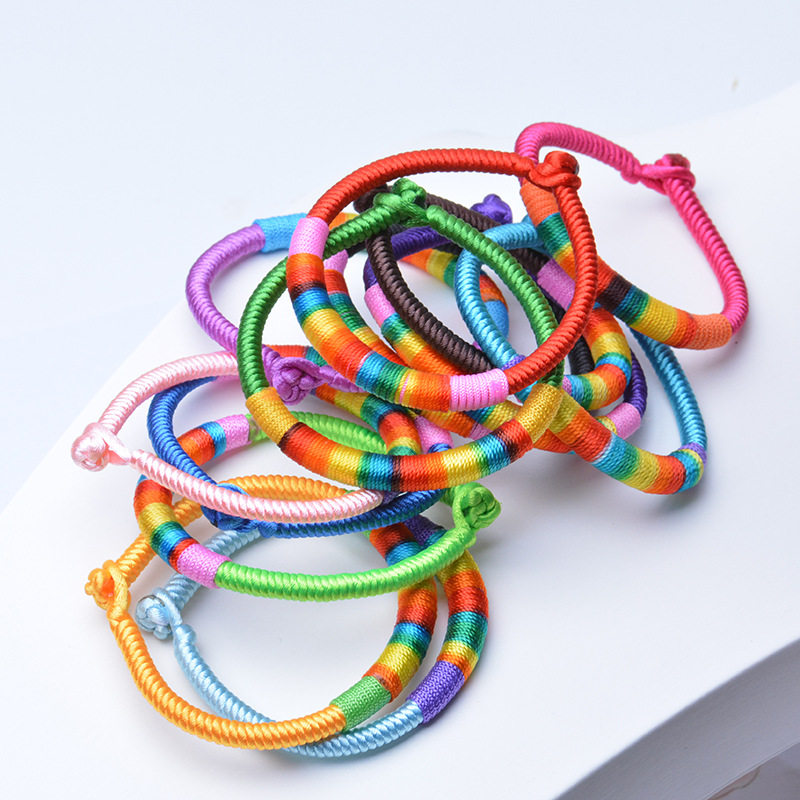 端午节五彩绳手链五色编织手绳手工编彩绳团购100根节日福利礼物