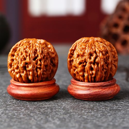 四座楼文玩核桃精品把玩盘玩官帽狮子头手把件桃核手玩麒麟纹古玩